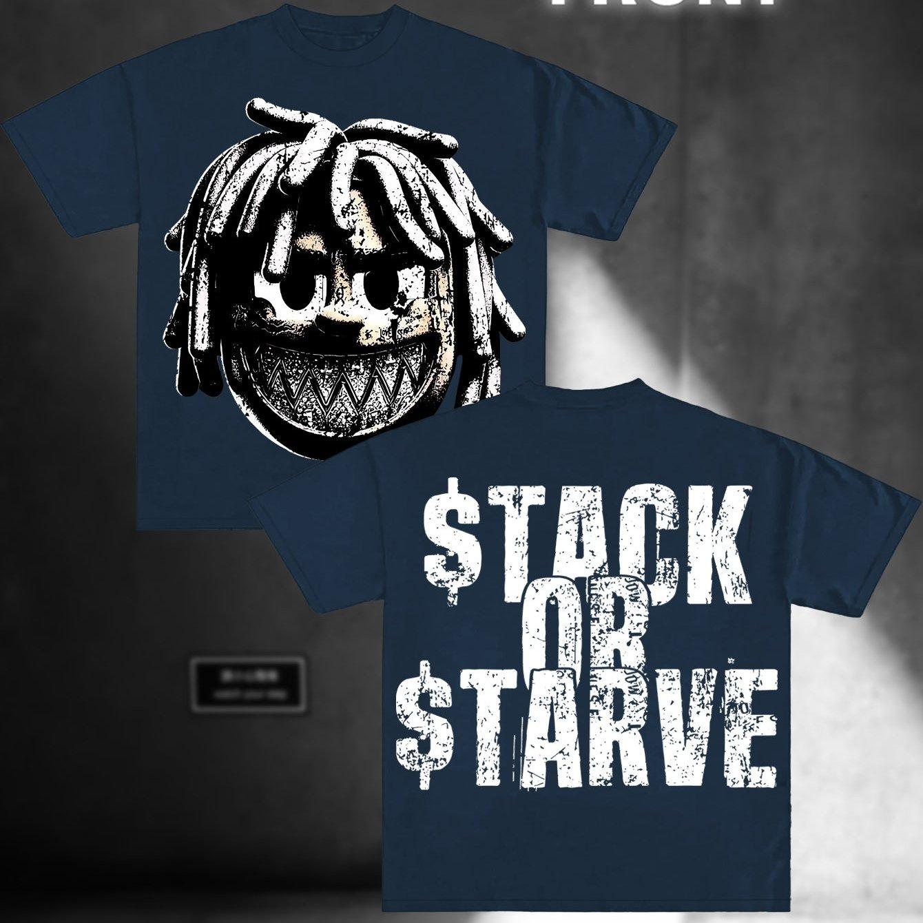 

Stack or Starve Cartoon Boy Graphic Street Style Cotton T-shirt Men S Round Neck Short-sleeved Cotton T-shirt Versatile Unisex 4XL