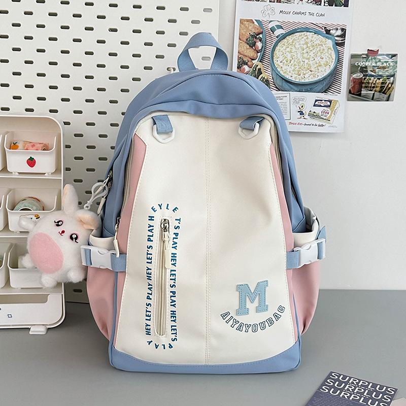 School Bag New Casual Backpack Popular Fashion Versatile Backpack Large Capacity with Pendant Chinese College Student School Bag Tide