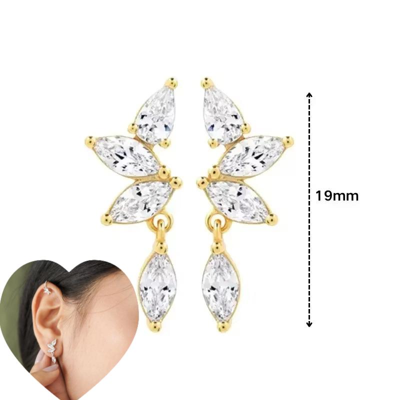 925 Silver Ear Needle White Zircon Butterfly/Water Drop Hoop Earrings Drop Earrings For Women Fashion Wedding Jewelry