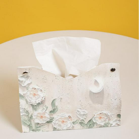 Luxury Oil Painting Style Tissue Box - High-Value Pull-Out Dispenser for Living Room, Toilet, Restaurant.