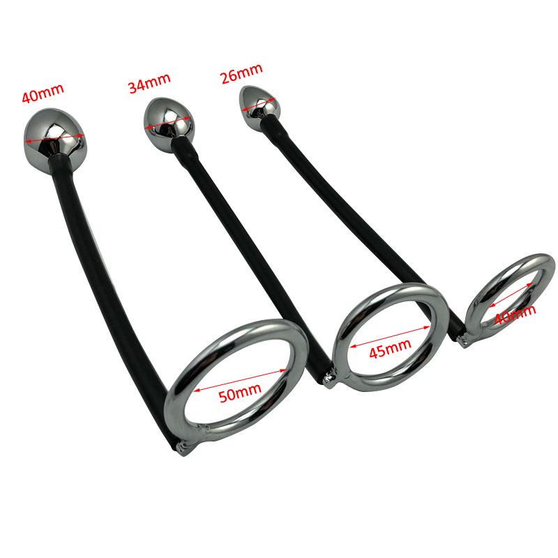Stainless Steel 3 SIZE Penis Rings with Anal Plug Cock Ring Prostate Massage Chastity Cage Delay Ejaculation Sex Toy for Men Gay