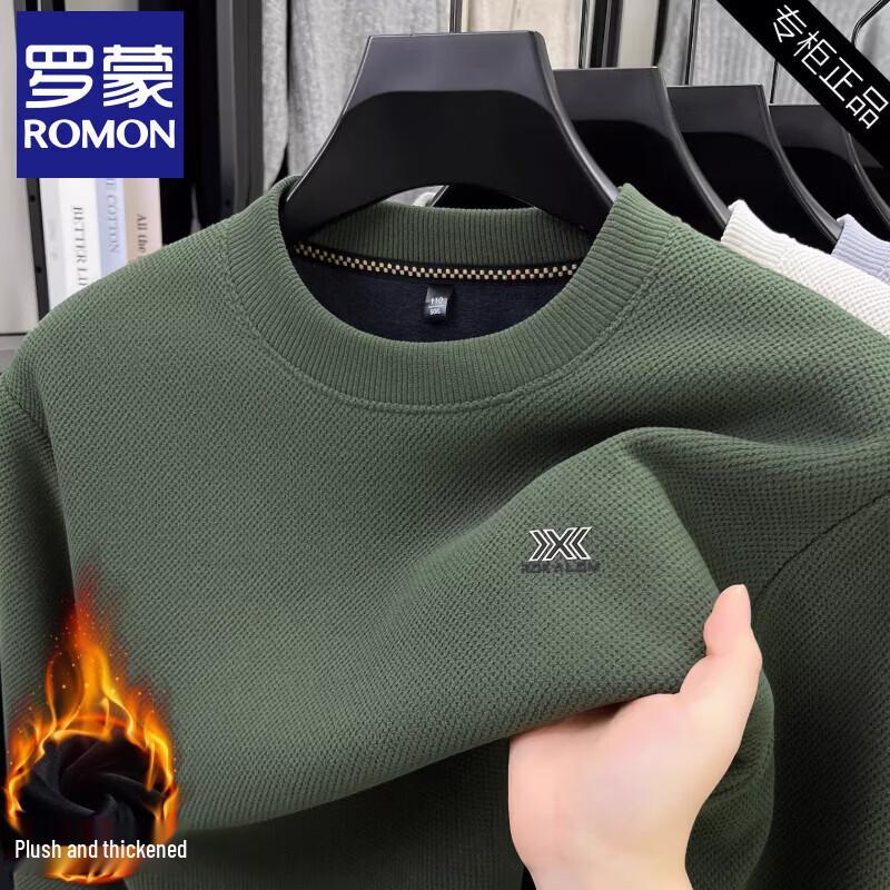 Luomeng Men s Winter Fleece-Lined Crewneck Sweatshirt M