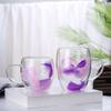 250/350ml Creative Feather Double Wall Glass Cup With Handle Espresso Cups Milk Latte Cappuccino Tea Water Couple Mug Gift
