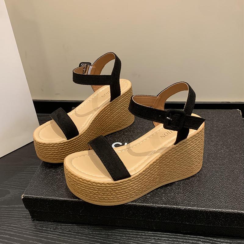 WTEMPO Dámské sandály se silnou podrážkou semišové přezka a šikmé podpatky příležitostné všestranné sandály proti skluzu dropshipping velkoobchod