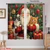 2pcs Vivid Cat Pattern Curtains   Design Blackout Drapes   Polyester Christmas Window Decor   Home Decor   Rod Pocket Curtains