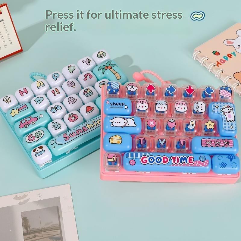 26 Grids Toy Clicker Keychain Stress Relief Keyboard Keychain Decompression Toy Backpack Pendant Charms Gift Keycap Clicker