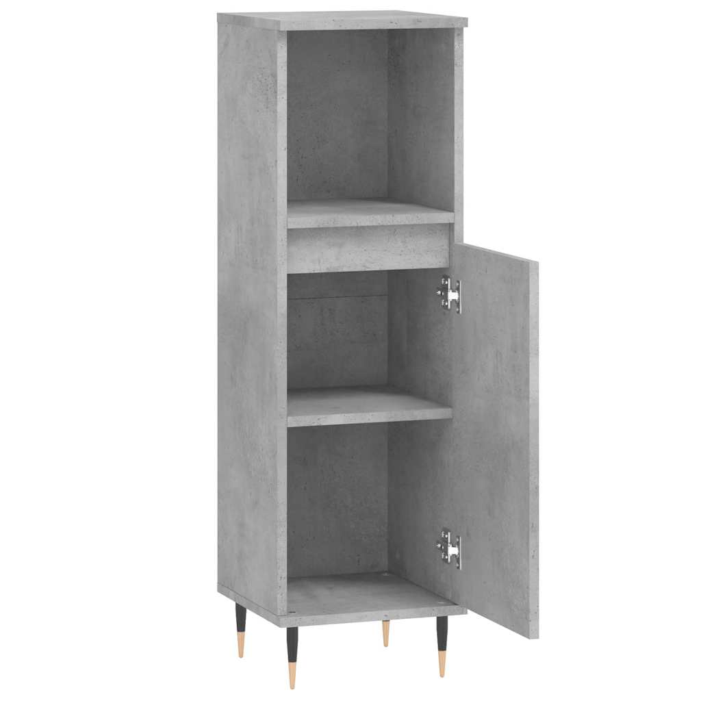 vidaXL Badschrank Betongrau 30x30x100 cm Holzwerkstoff