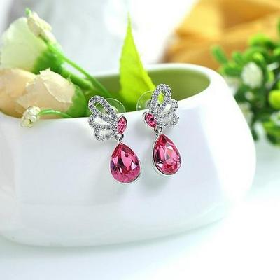 Crystal Round Dangle Earrings - Korean & European Style Fashion Accessories