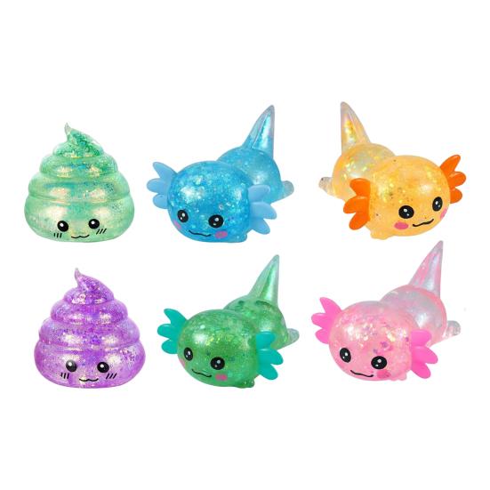 3 Stück Salamander-Kacke Quetschspielzeug Stressabbau Glitzernde Salamander-Kacke Stressball Sensorisches Spielzeug Dekompression Fidget Spielzeug Partygeschenke