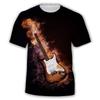 Summer Round Neck 3D Guitars Print Top Fashionable Casual Rock Short Sleeved Men's T-shirts