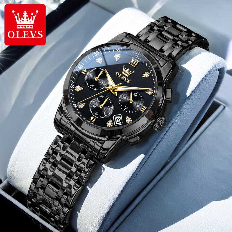 OLEVS Damenuhr Original Elegant Multifunktions Quarz Armbanduhr Wasserdicht Edelstahl Damenuhren Geschenke