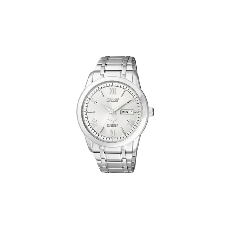 

CITIZEN 50m waterproof mechanical movement Steel Strap 40mm men s watch silver dial NH8290-59B синій