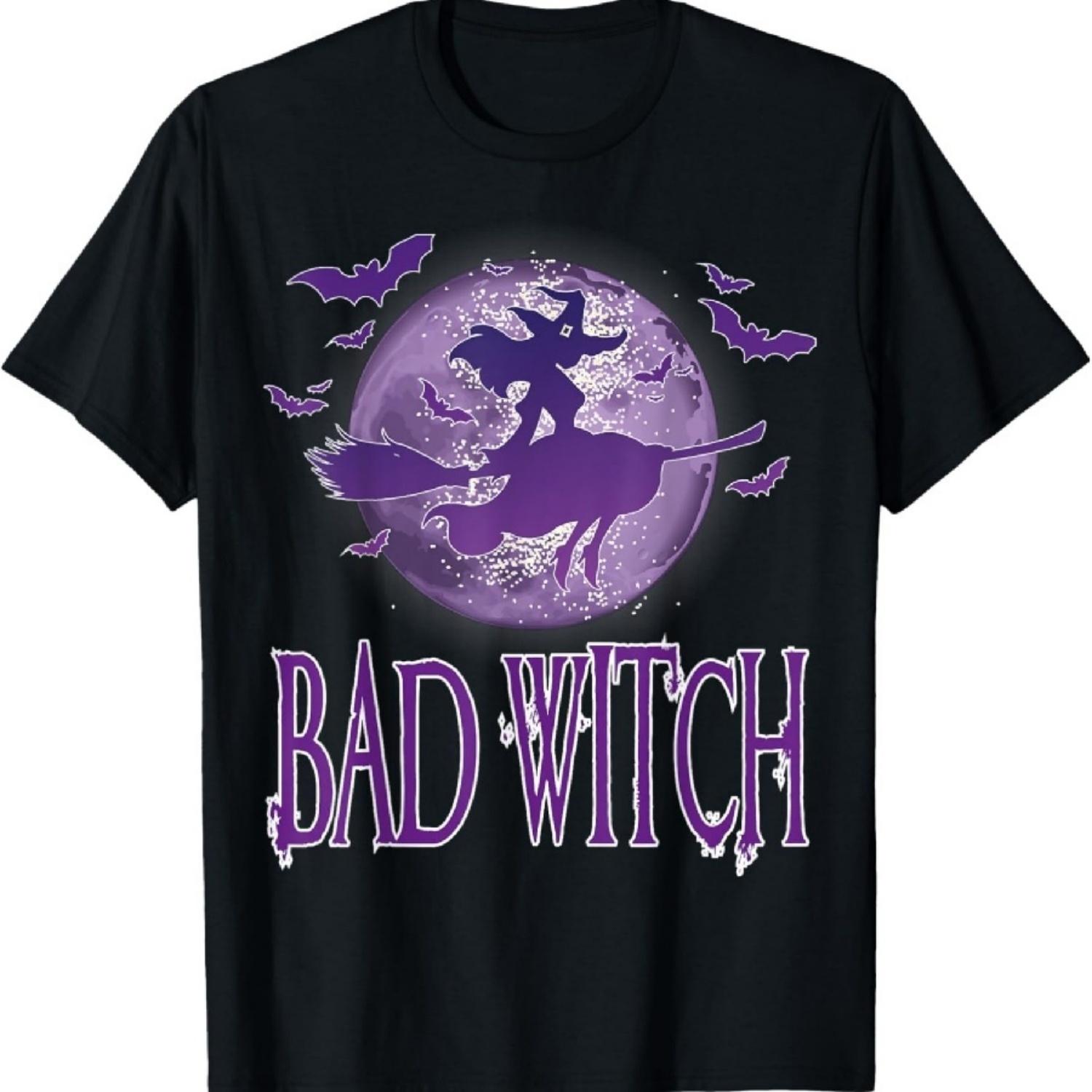 

Bad Witch Halloween Bat Flying Riding Brooms Witch Vibes T-Shirt XXXXXL чорний