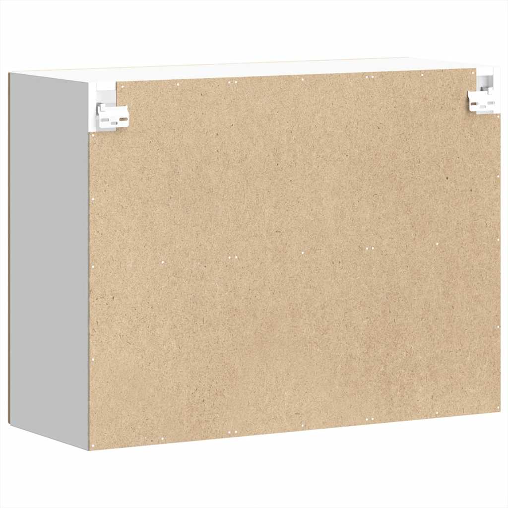 Wall Mounted Kitchen Cabinet with Glass Door Artisan Oak Wood Composite