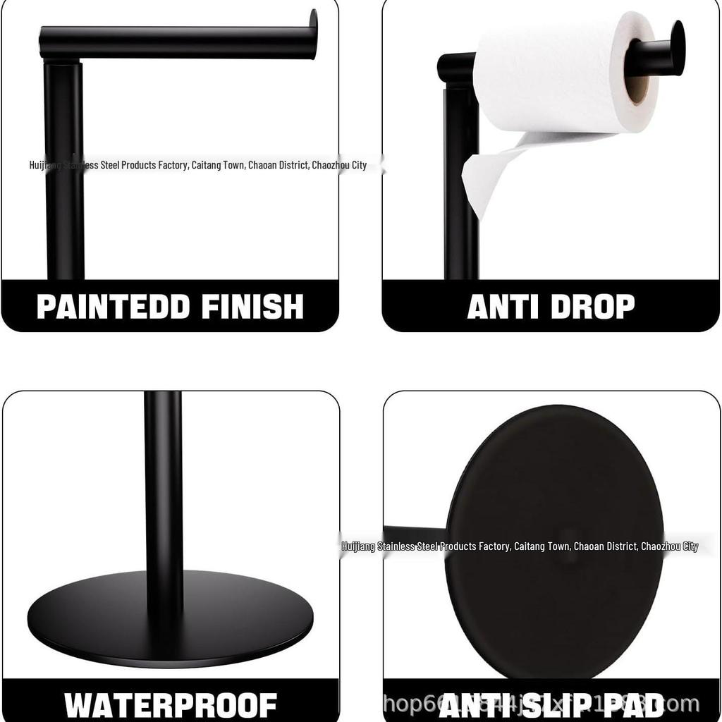 Black Stainless Steel Vertical Floor Toilet Paper Holder