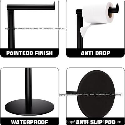 Black Stainless Steel Vertical Floor Toilet Paper Holder