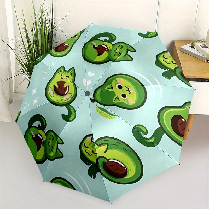 1pc Avocado Cats Automatic Open/Close Umbrella with One Touch Button,, Windproof Design   Lightweight Portable Umbrella for Women & Men6052