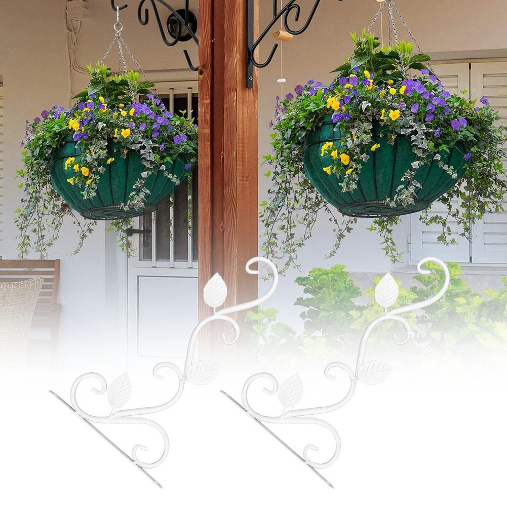 2 Stück Wandmontierter Eisenhaken im europäischen Stil für Blumentöpfe Gartendekoration Ornament(Weiß )