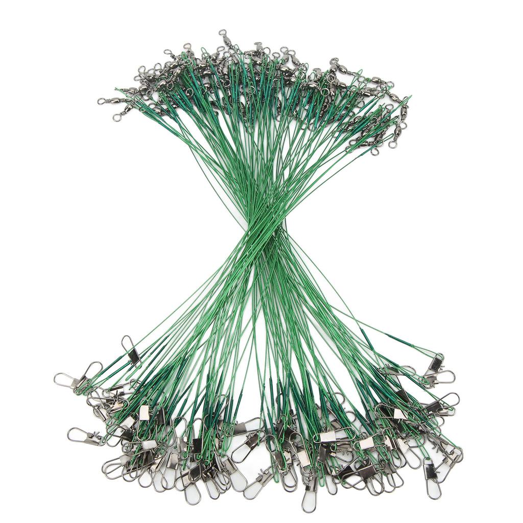 100PCS Fishing er Swivels Snap Anti Corroison Hard Steel Wire er for Saltwater 20cm  7.9in