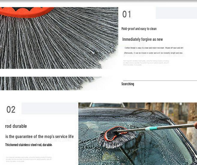 Telescopic Car Wash Mop with Long Handle - Car Cleaning Brush