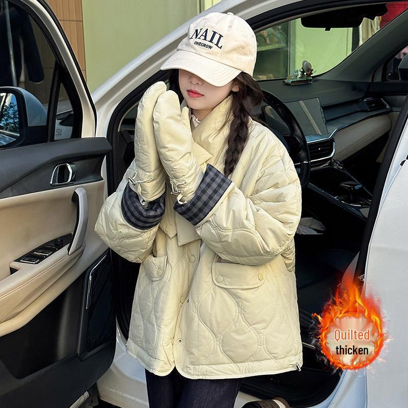 Reversible Quilted Cotton Coat for Girls - Fashionable & Thickened Winter Jacket