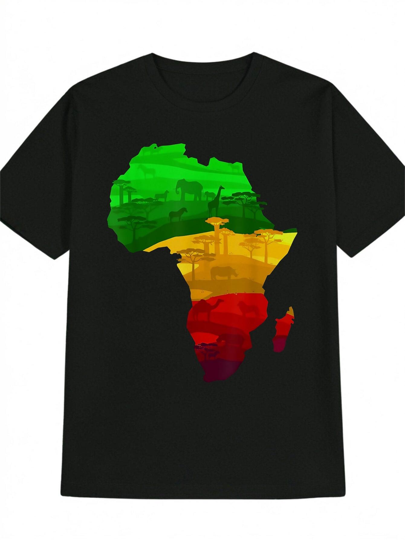 African Continent Graphic T-shirt - Black with Green M