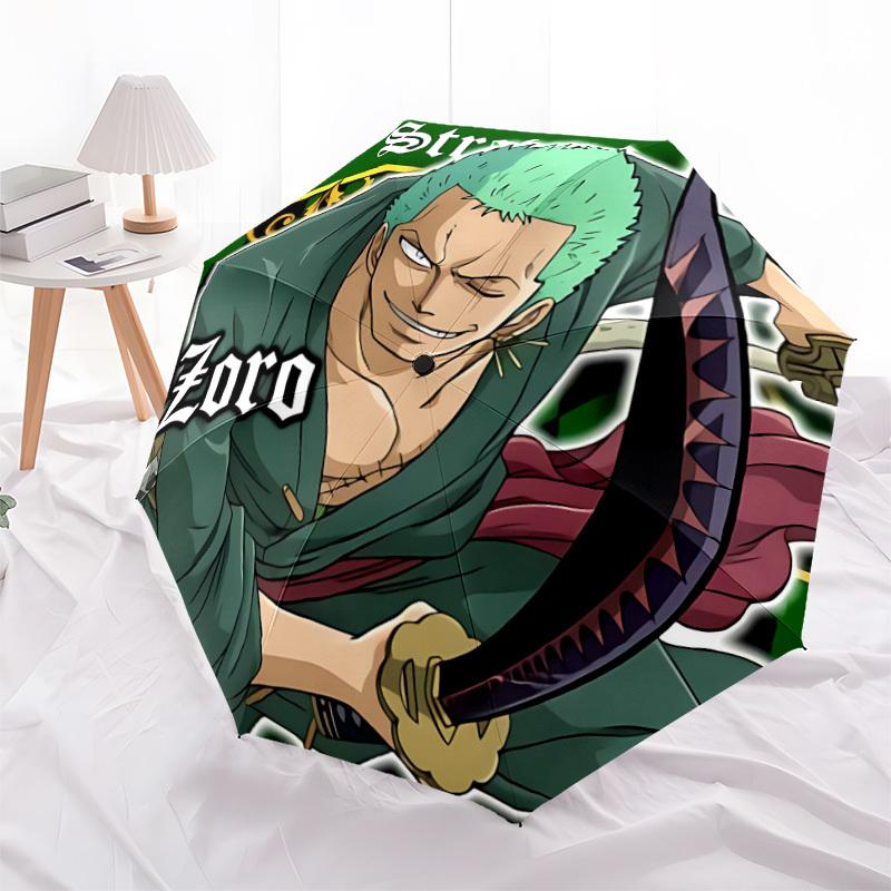 1 Stück Zoro, Strohhut Luffy Automatischer Regenschirm 8 Rippen Tragbar Faltbar Schwarzer Eisenrahmen für Außenbereich, Strand, Reisen, Sonnenschirm 167