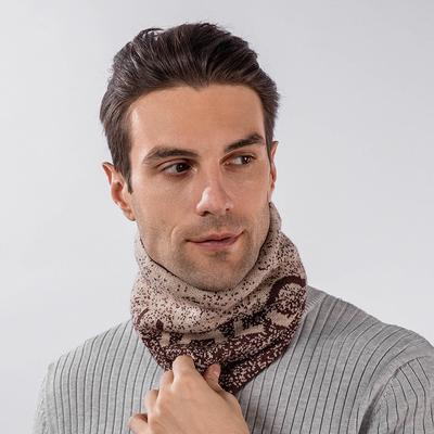 Warm Scarf Men's Winter Wool Knitted Neck Protector Neck Cover Piled and Thickened Gradual Change Letter Scarf