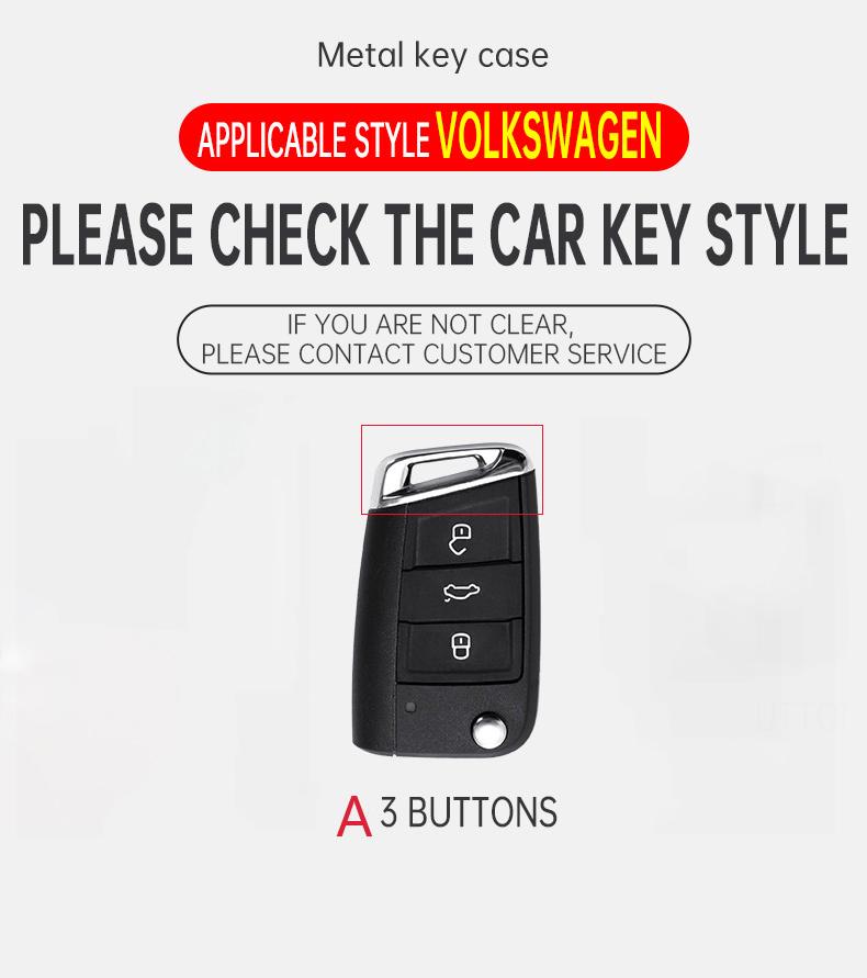 Interior Mouldings Car Zinc Alloy Leather Key Cover Case Protector For VW Volkswagen Golf 7 MK7 Tiguan MK2 Holder Shell Fob Keyc