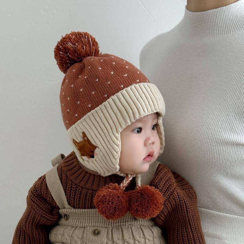 Chapéu de Lã Tricotado de Inverno para Bebês e Crianças Pequenas - Design Fofo e à Prova de Vento para Meninos e Meninas