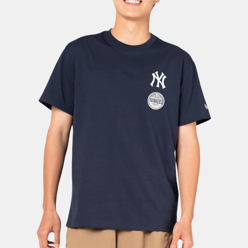 New Era MLB Logo Embroidered Round Neck Summer American Short Sleeve T-Shirt Unisex Tops Navy-Blue 14326577