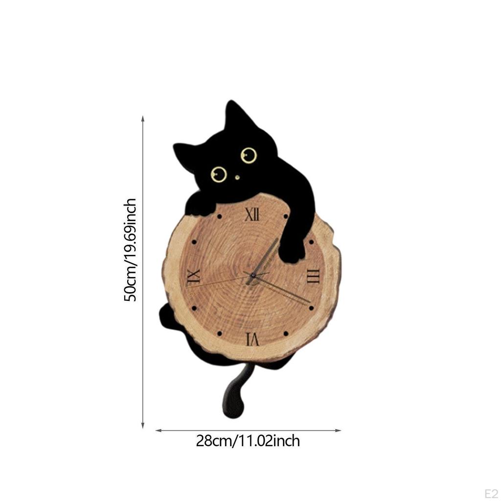 Clock Decorative Cute Non Ticking Swinging Tail Silent for Bedroom Office Living Room Indoor