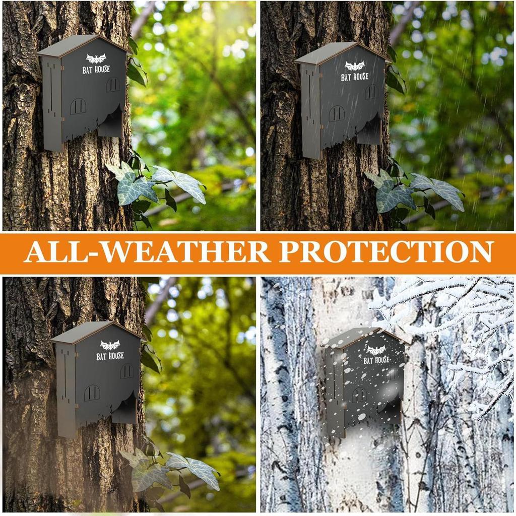 Bat Houses For Outdoors For Tree Wooden Bat Habitat Three Chamber Wall Mount Shelter Houses Box For Outside Tree Garden