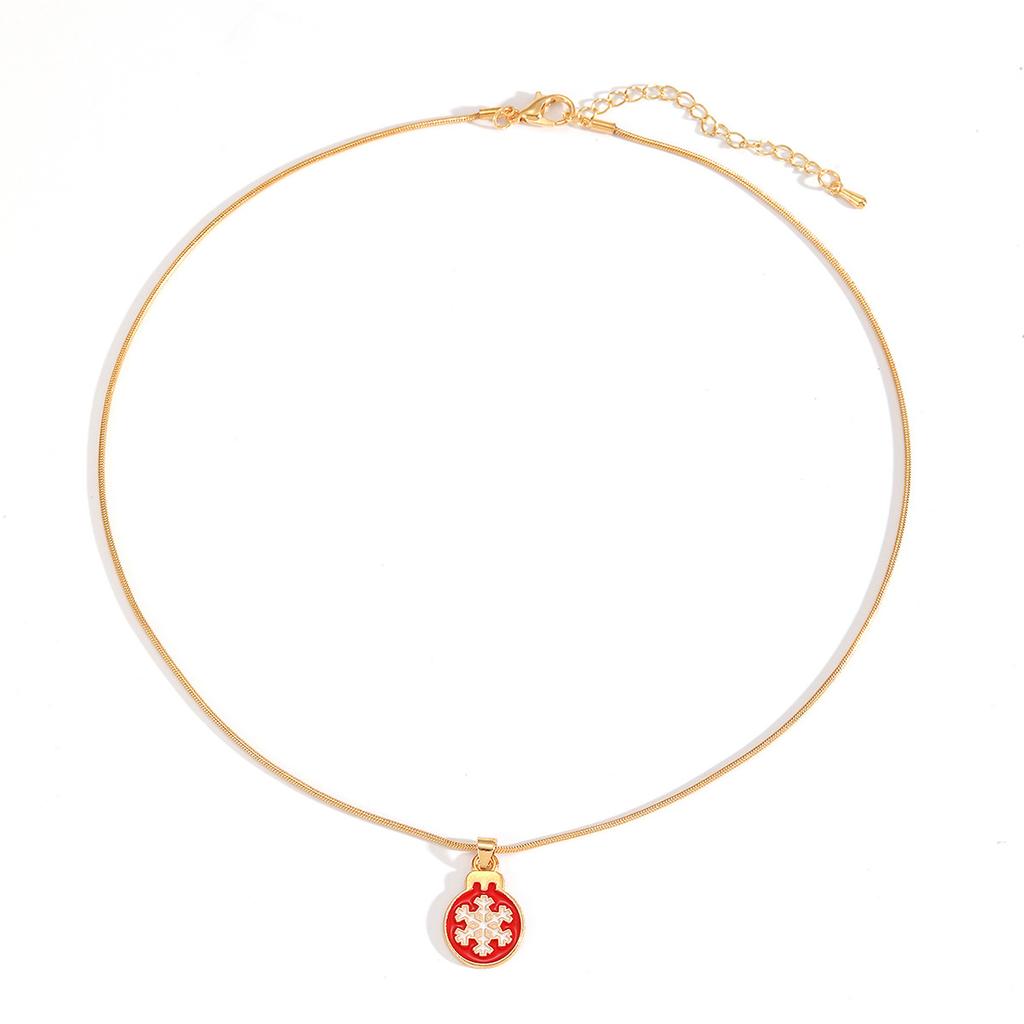 Christmas Necklace Hot-selling Fashion Dripping Oil Snowflake Bell Christmas Tree Pendant Simple Versatile Item