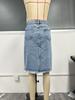 Women's High-Waisted Mid-Length Split Denim Skirt - European & American Style