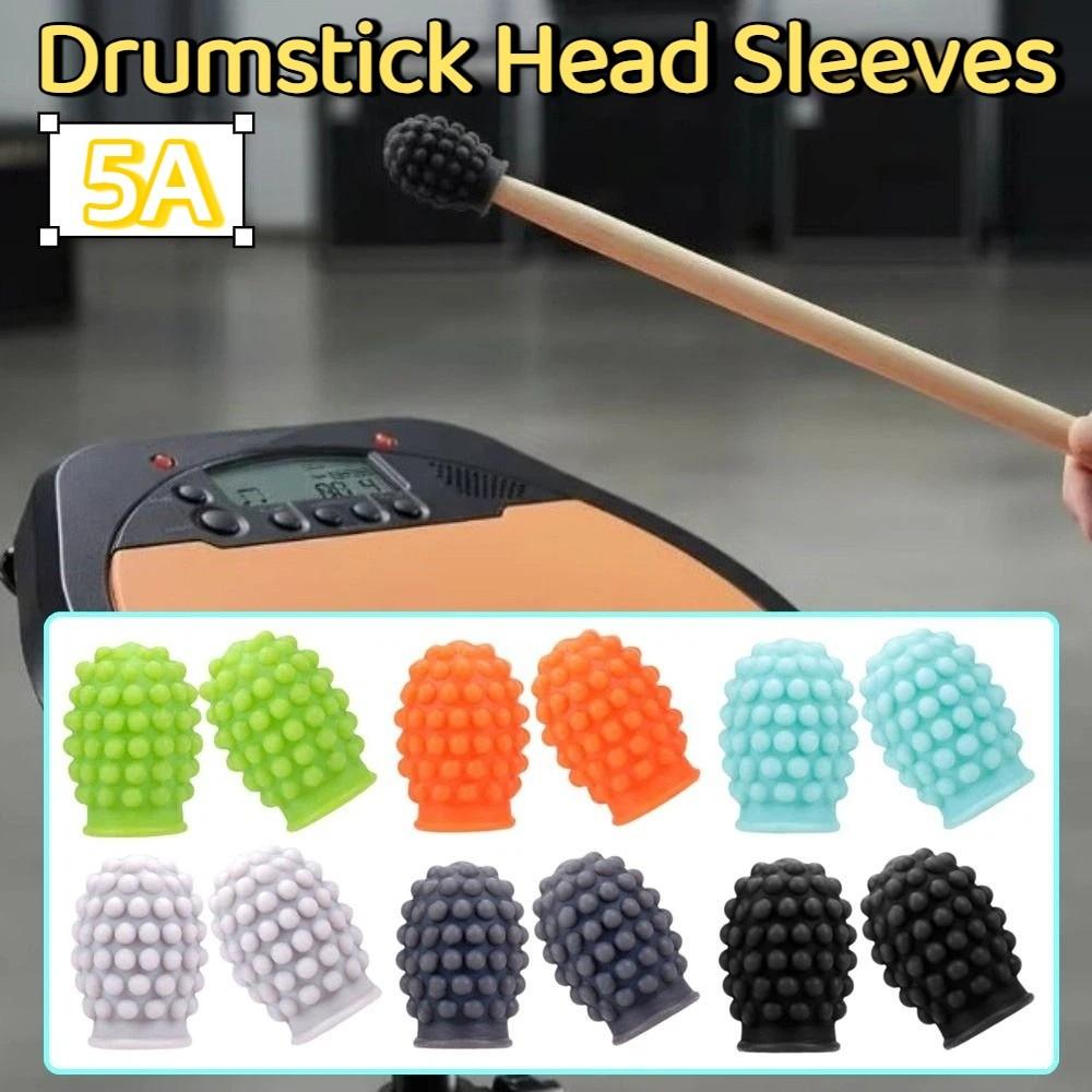 2Pcs Silicone Drum Mute Weakened Sound Drumstick Head Protective Cover Percussion Instrument