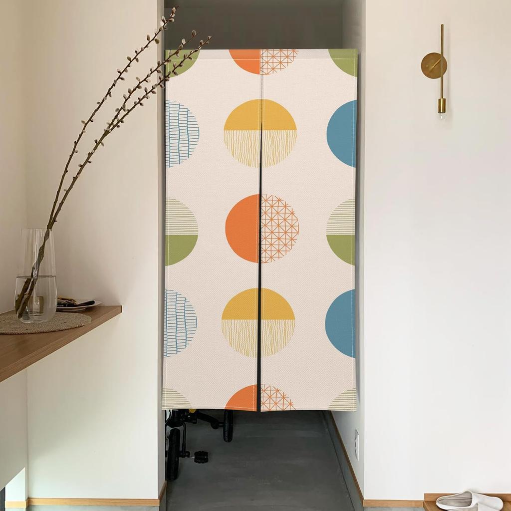 Qinunipoto Noren Colorful Scandinavian Simple 85cm Wide X 170cm Perfect for Interior Privacy and Room Stylish Blackout Easy Suitable for All Curtains