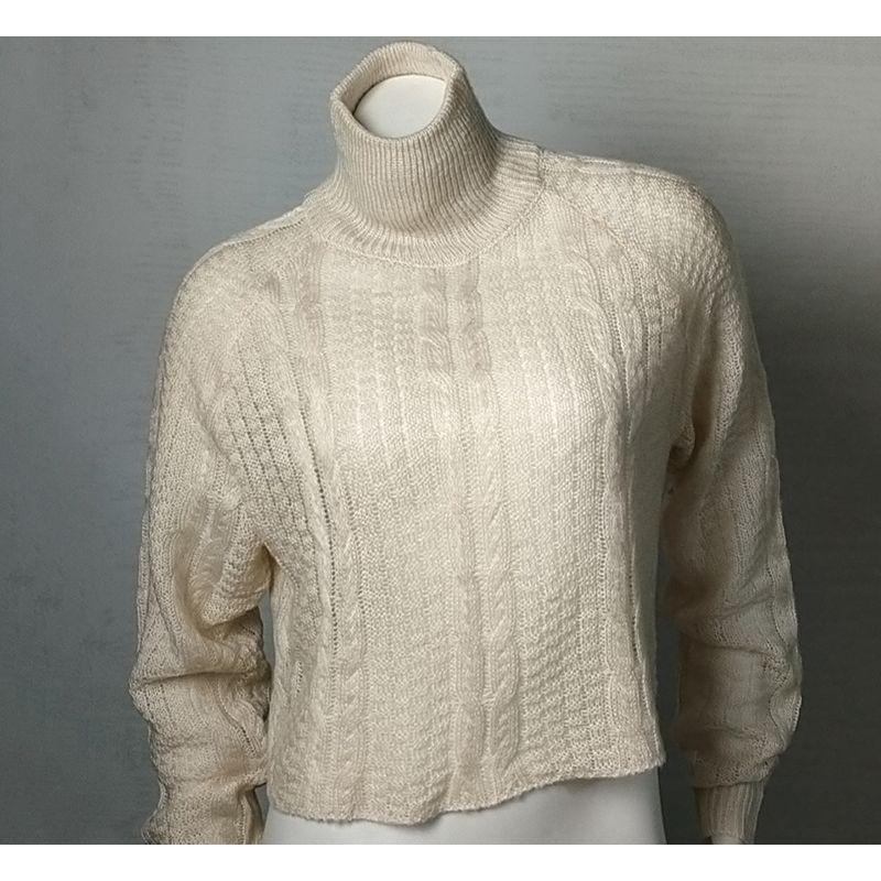 High Collar Knit Long Sleeve Short Top Turtleneck Knitting Long Sleeve Short Top