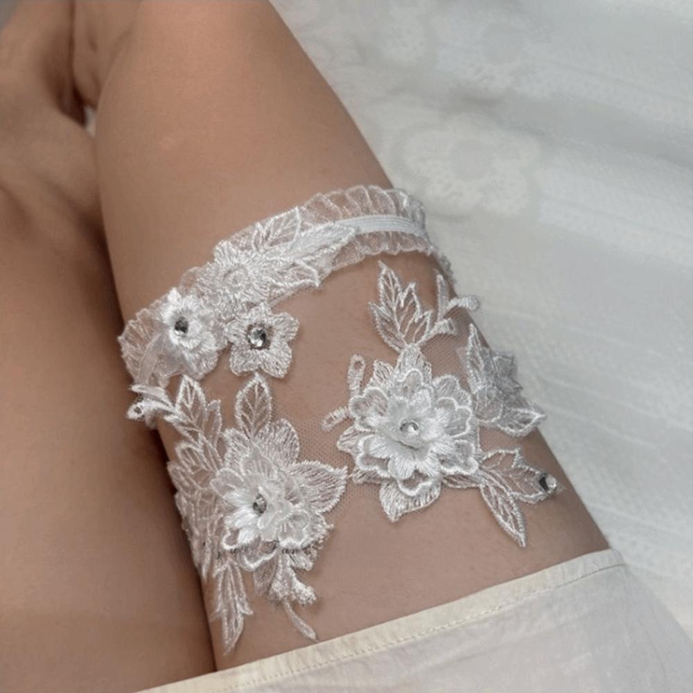 Wedding Lace Garter Ring Rhinestones Thigh Leg Belt Fashion Bride Thigh Garter  For Women