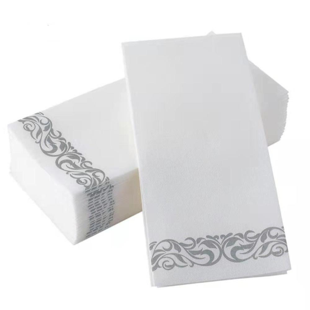 

25Pcs Vintage Table Tissue Gold/Silver Printing Hand Towel Disposable Table Napkin Dining Table серебряный
