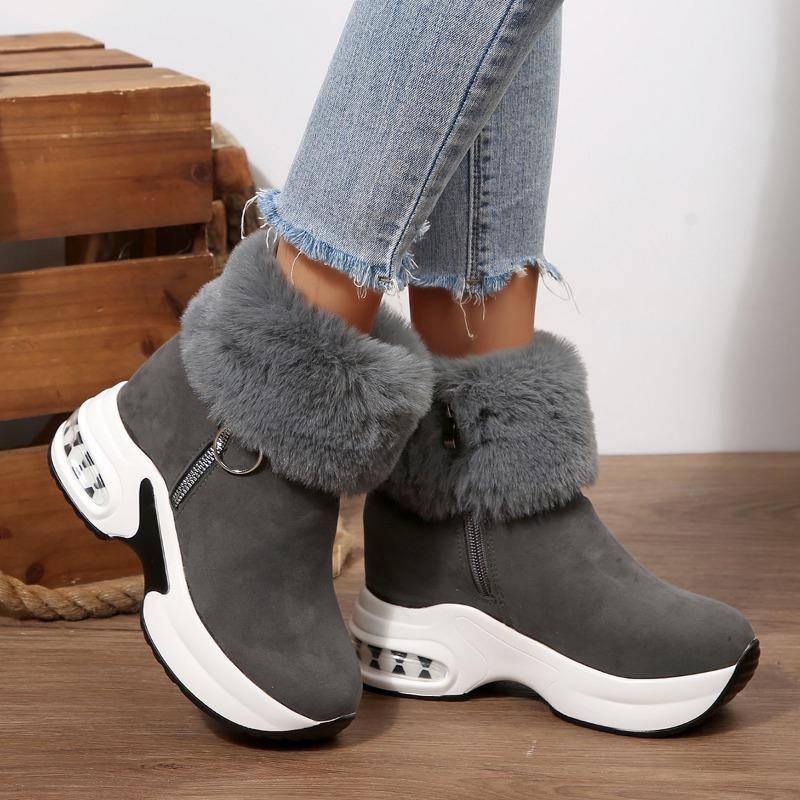 Women S Winter Warm Side Zip Snow Boots Platform Wedge Faux Fur Lined Shoes