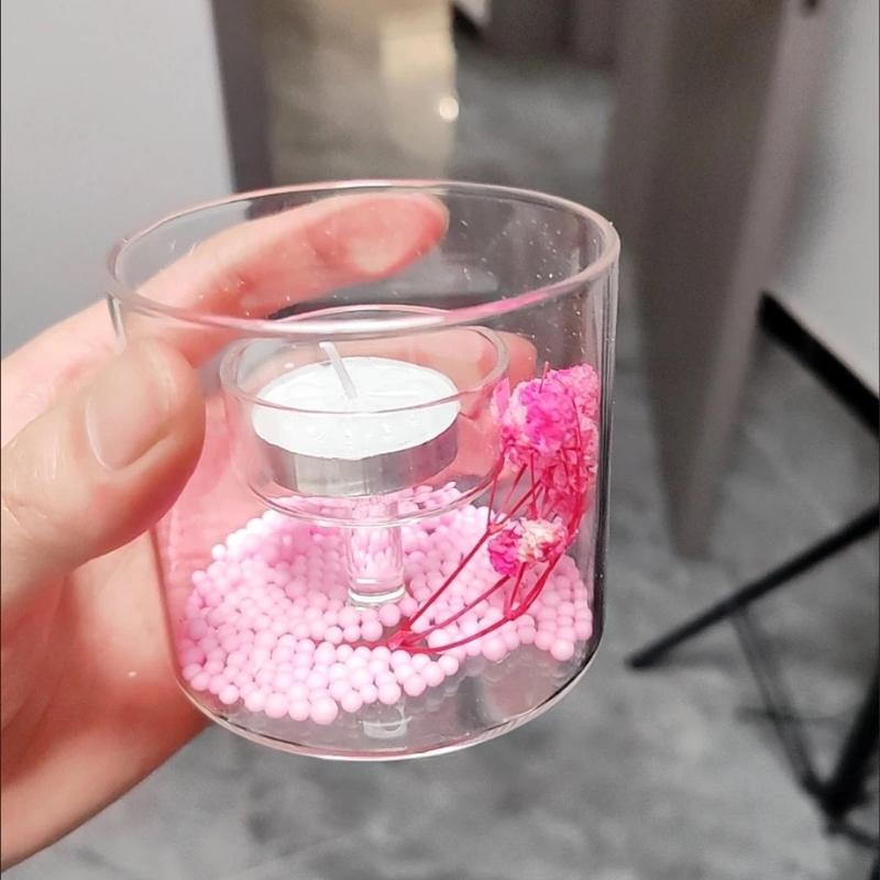 European Style Glass Candle Holder – Romantic Windproof Tabletop Decor for Home & Dinner