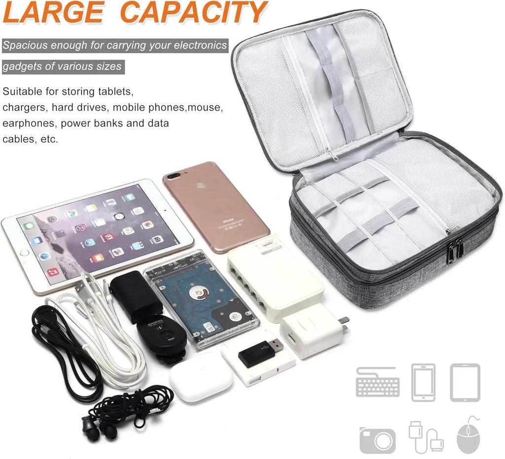 Portable Travel Electronic Cable Accessories Storage Organizer Bag for Chargers Power Banks - Practical Pouch