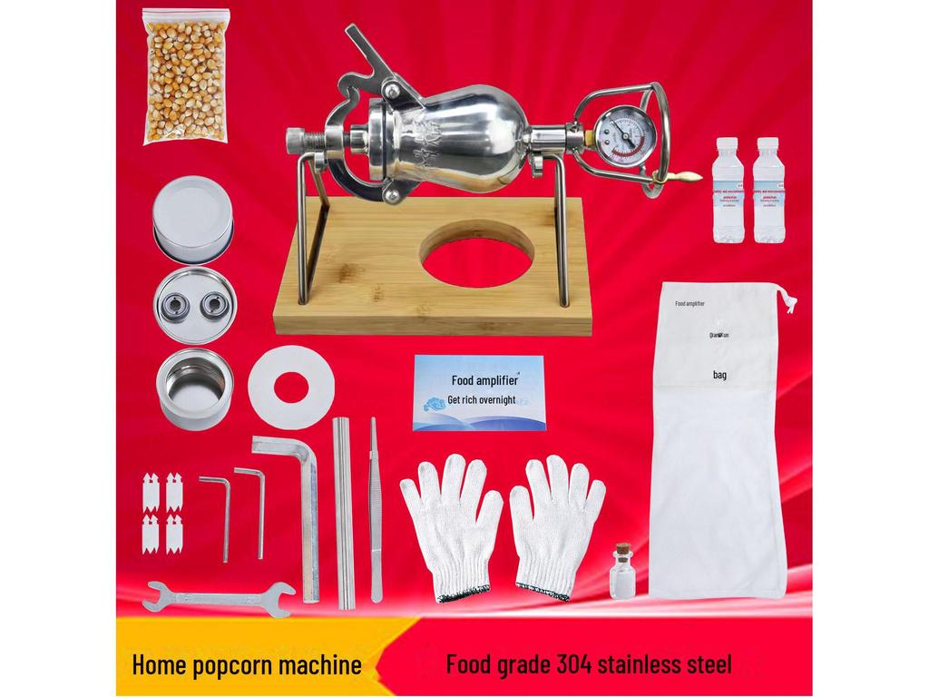 Hand-Cranked 304 Stainless Steel Popcorn Maker - Gourd-Shaped Pressure Cooker