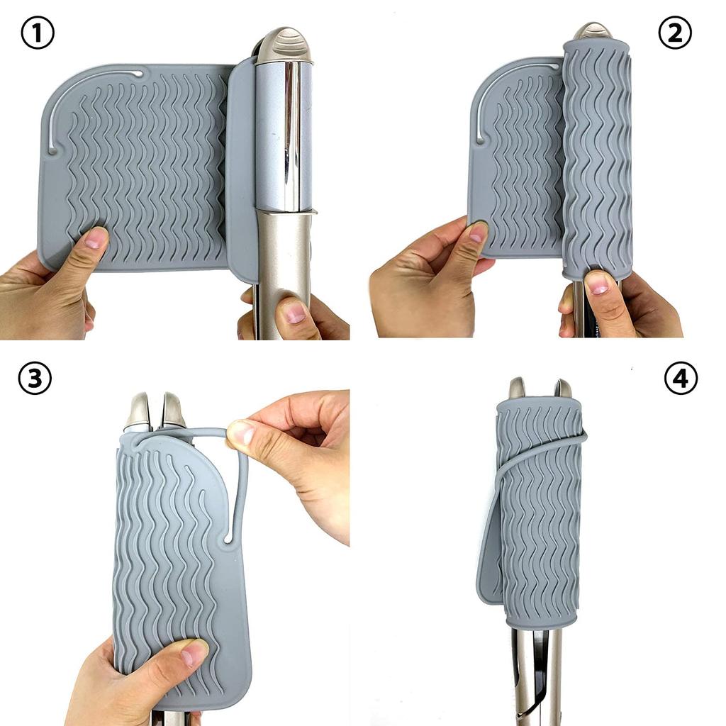 Ondulator, placa de indreptat parul, fier plat, covoraș rezistent la căldură pentru instrumente de coafat 22,8 cm x 16,5 cm, silicon alimentar, gri