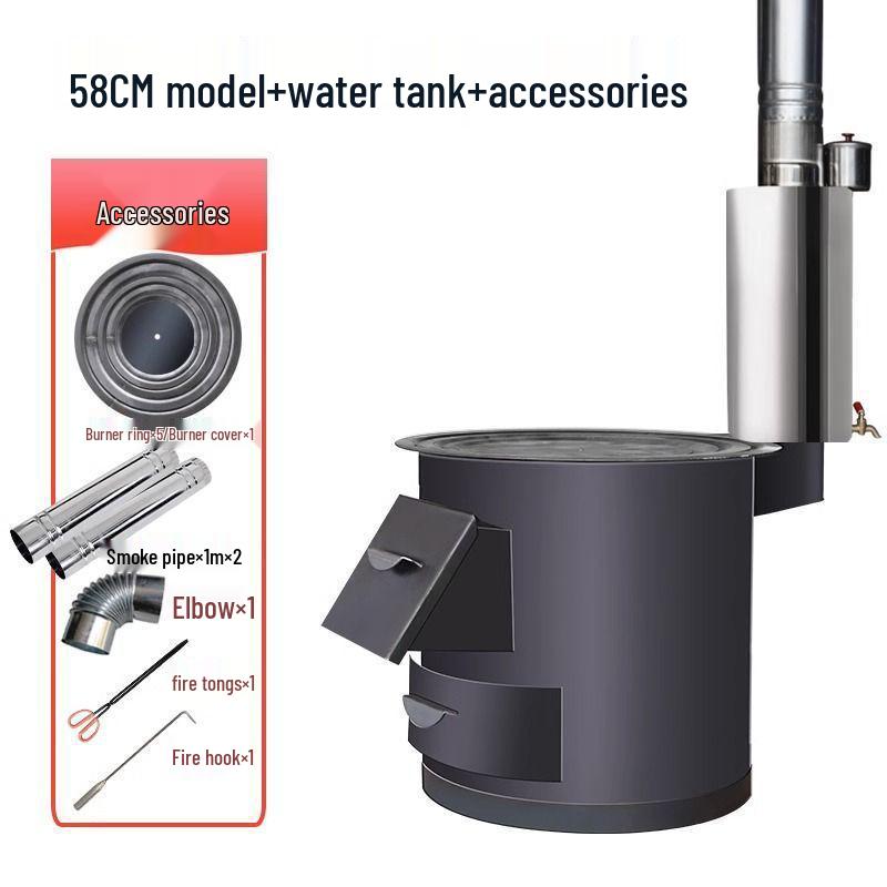 Φορητή Σόμπα Ξύλων Σιδήρου Χωρίς Καπνό: Εσωτερική & Εξωτερική Ενεργειακά Αποδοτική Ξυλόσομπα με Μεγάλο Τραπέζι για Κατσαρόλα