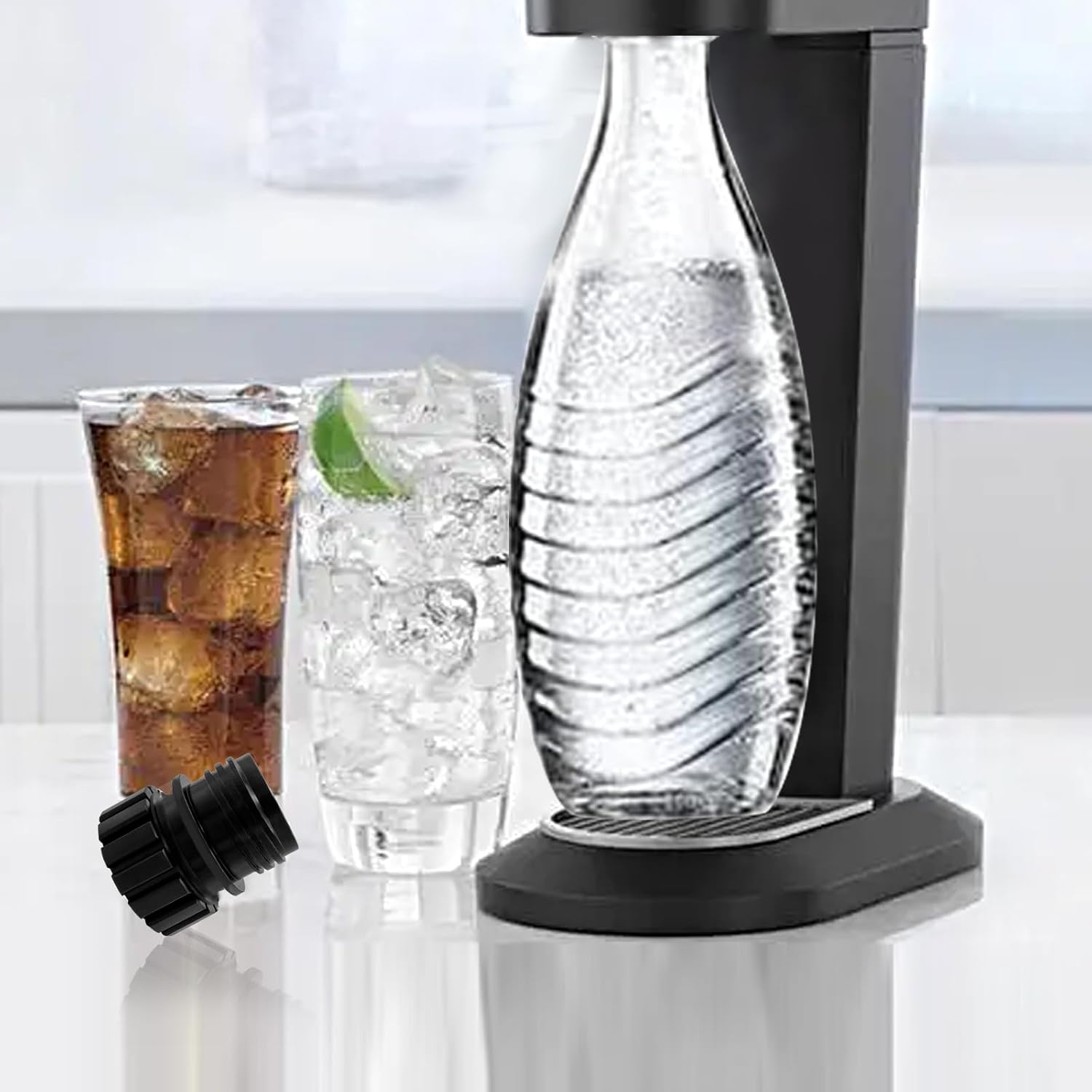 2 шт. Адаптер для бутылок SodaStream с быстрым подключением, адаптер-крышка из хрустального стекла, совместимый с аппаратом SodaStream 0,7 л
