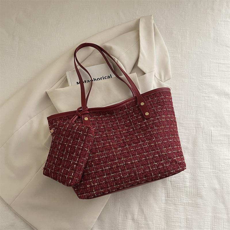 

Идиллический новый модный легкий роскошный твидовый портативный тоут на одно плечо для通勤 под мышку