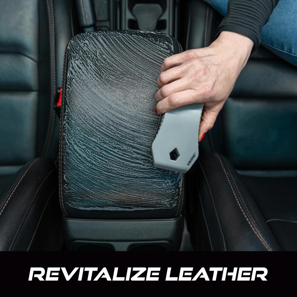 VIKING Leather Brush Horse Hair Car Cleaning Brush for Car Home Gray 6.5" X 2.8" X 2