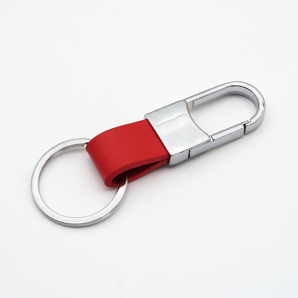 Men's Genuine Leather Car Keychain with Zinc Alloy Waist Clip and Customizable Laser Logo